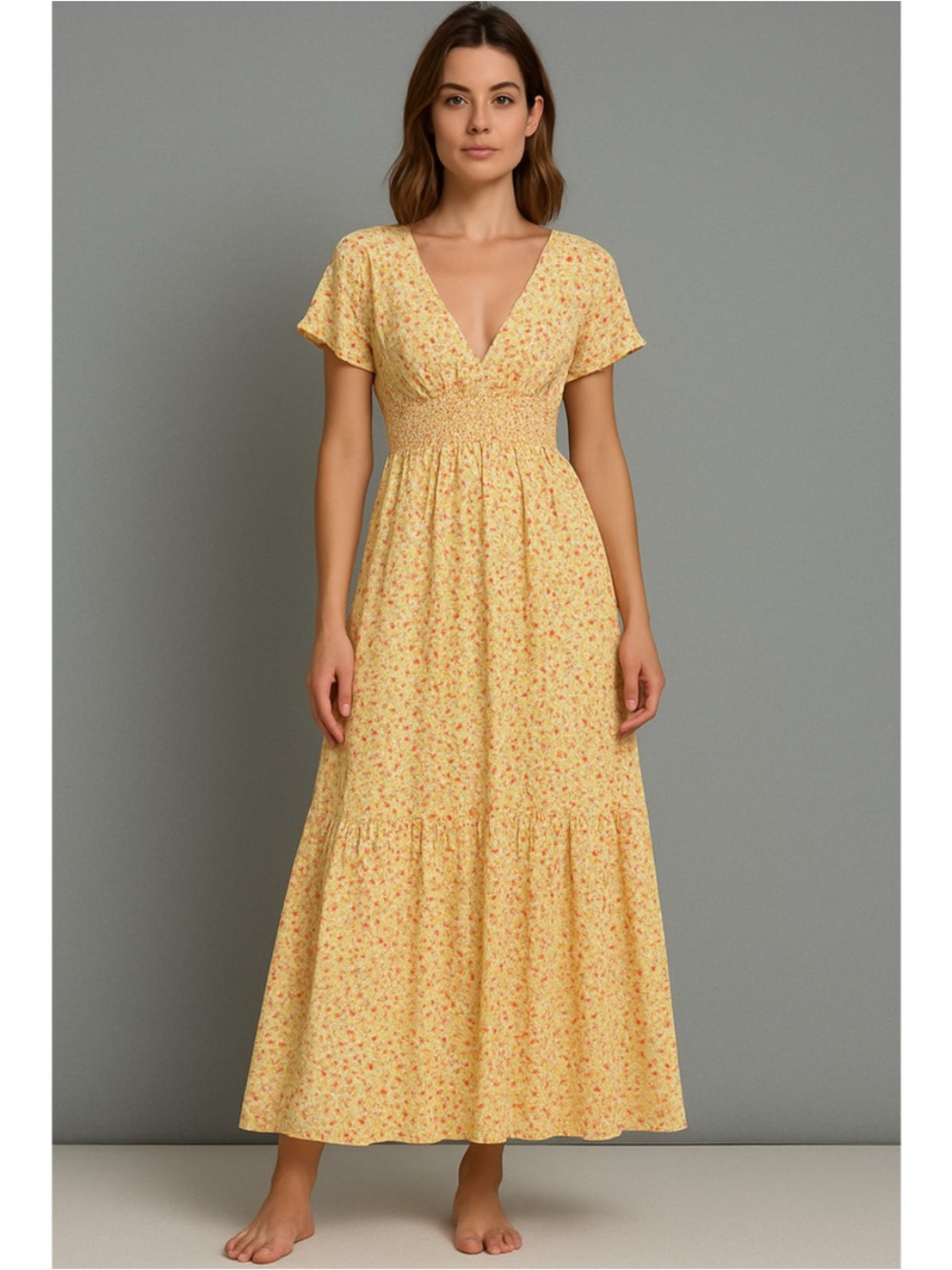Free People In Full Bloom Dress Womens XL Orange Floral Midi Cottagecore Boho